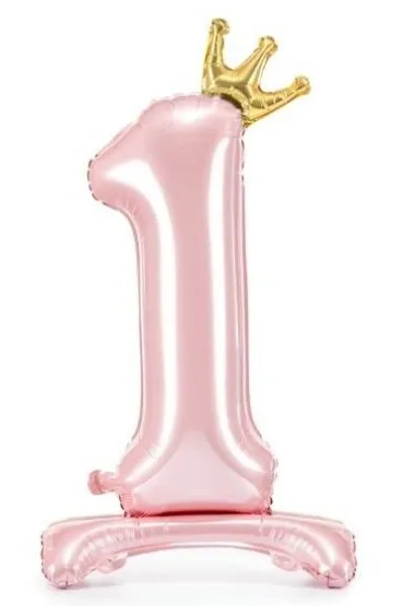 PartyDeco Stoj�cy balon foliowy 1 jasny r�owy 84cm