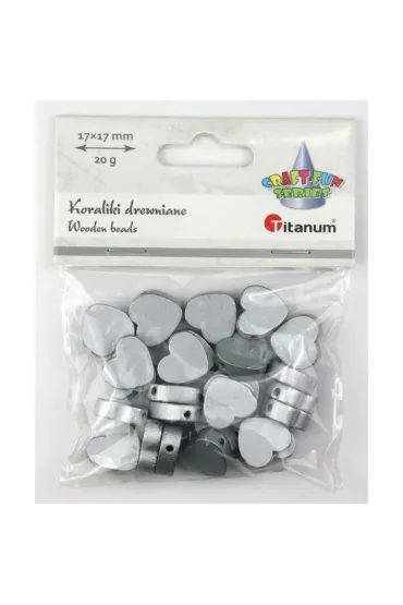 Titanum Koraliki drewniane serca p�askie srebrne 17x17mm