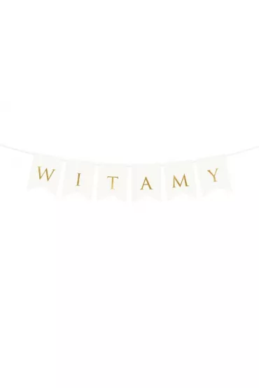 PartyDeco Baner Witamy bia�y 15x80 cm