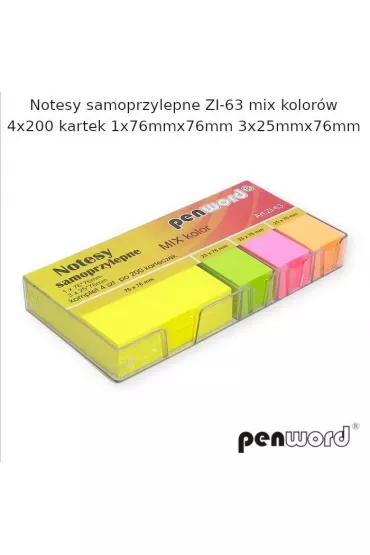 Penword Notes samoprzylepny mix 4x200K