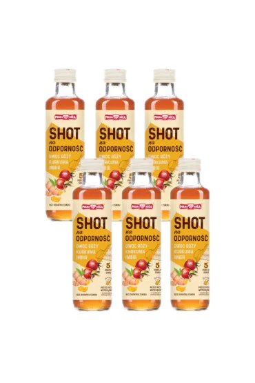 Polska R�a Shot na odporno�� Owoc r�y, kurkuma, imbir 5 porcji Zestaw 6 x 250 ml