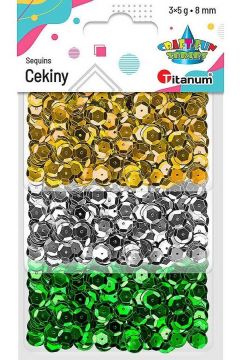 Titanum Cekiny zestaw metaliczny 3 kolory 8 mm