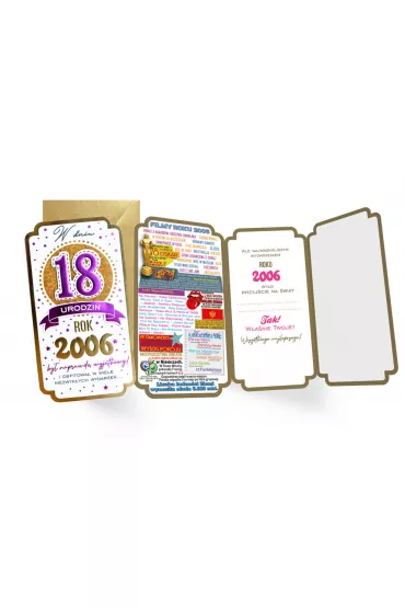 Kukartka Karnet PM-346 Urodziny 18  cyfry, roczniki  2024