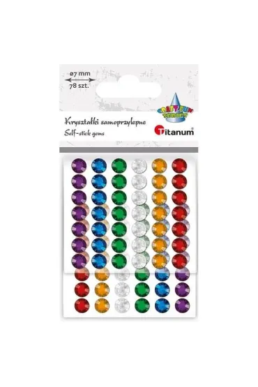 Titanum Kryszta�ki samoprzylepne okr�g�e mix 7mm 78 szt.