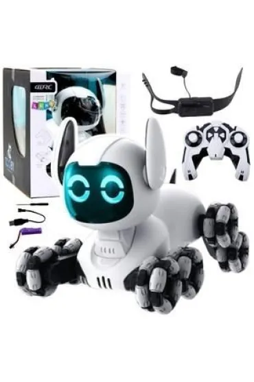 Robot Pies Tooby R/C 360 �wiat�o d�wi�k bia�o-czar