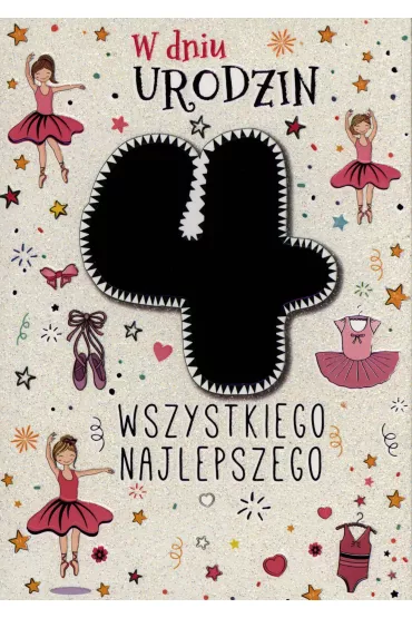 Kukartka Karnet B6 PR-022 Urodziny 4 dziewczynka