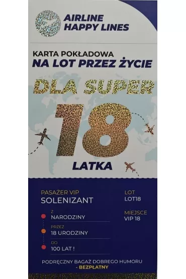 Yeku Karnet karta pok�adowa 18 urodziny m�skie