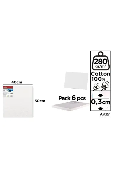 Artix Tablica malarska 40x50x0,3cm 280G/m2 6 szt.