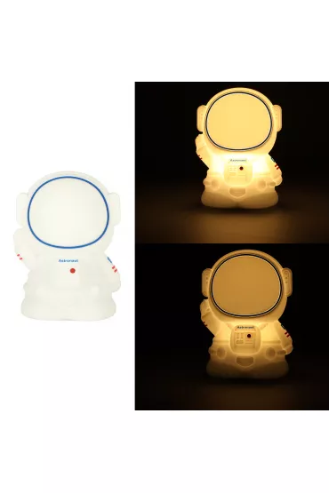 Lampka nocna dla dzieci silikonowa dotykowa mikka 8 LED USB RGB biaa astronauta