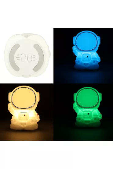Lampka nocna dla dzieci silikonowa dotykowa mikka 8 LED USB RGB biaa astronauta