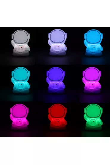 Lampka nocna dla dzieci silikonowa dotykowa mikka 8 LED USB RGB biaa astronauta