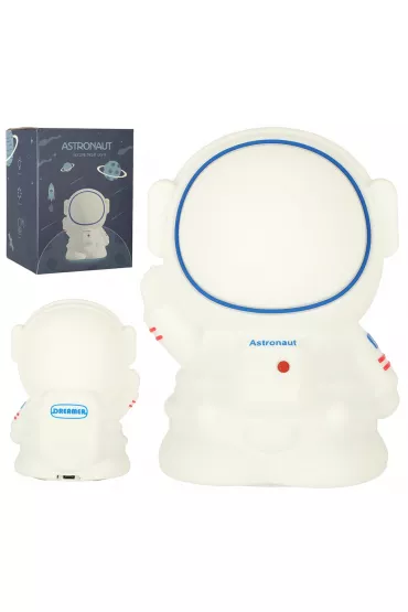 Lampka nocna dla dzieci silikonowa dotykowa mikka 8 LED USB RGB biaa astronauta