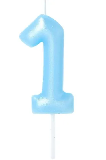 �wieczka na tort - cyferka Candy 1 niebieska 6cm
