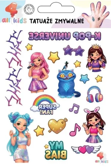 Tatua�e zmywalne dla dzieci K-pop Universe All4Kids