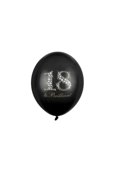 PartyDeco Balony 18 & Brilliant Pastel Black 30cm