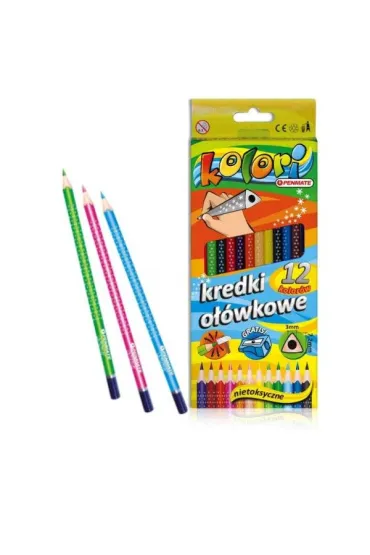 Penmate Kolori Premium Kredki o��wkowe tr�jk�tne + temper�wka 12 szt.