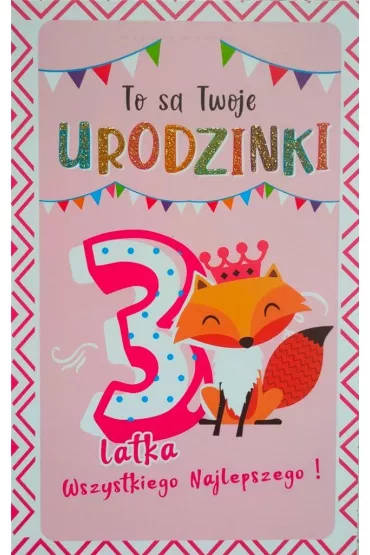 Yeku Karnet Urodziny 3 dziewczynka 2K-070
