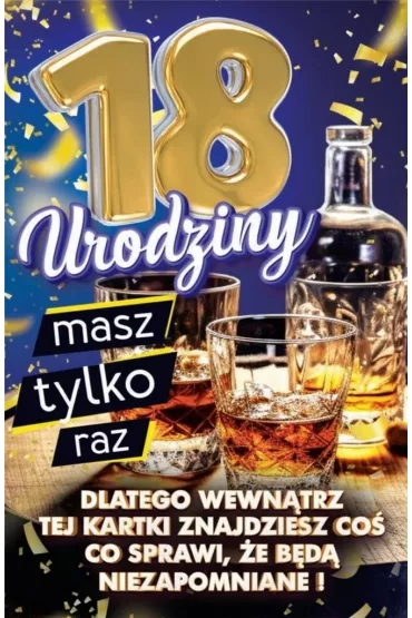 Yeku Karnet Urodziny z nak�adk� na butelk� 18