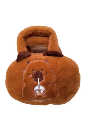 LeanToys Torba pluszowa Kapibara z kubkiem br�zowy 20cm