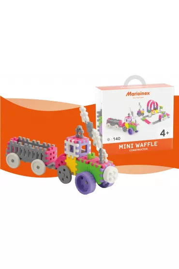 Mini Waffle Konstruktor Klocki konstrukcyjne Mini Waffle 140 element�w Konstruktor Du�y r�owy MARIOINEX 902837