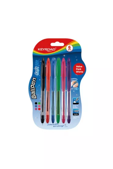 Keyroad D�ugopis klasyczny Ball Pen Soft Jet 0.7 mm, 6 kolor�w