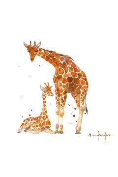 Karnet kwadrat may z kopert Giraffe Mum and Baby