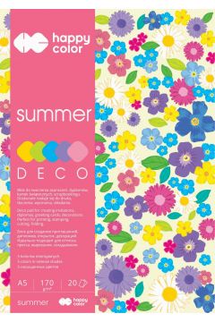 Happy Color Blok Deco Summer, 5 kolorw, A5, 170g, 20 arkuszy 170 g 20 kartek