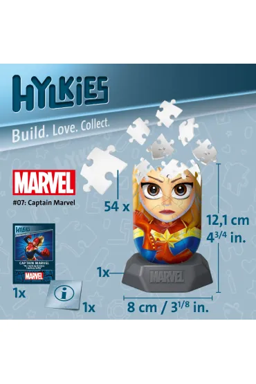 Puzzle 54 el. 3D Hylkies: Kapitan Marvel Ravensburger