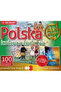 Puzzle 100 el. Polska-kultura ludowa + atlas Demart