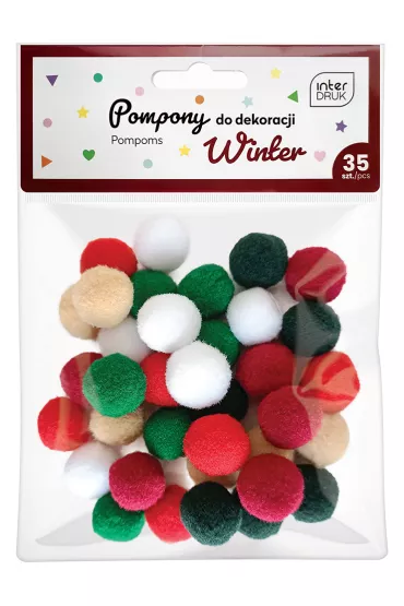 Interdruk Pompony do dekoracji Winter 35 szt.