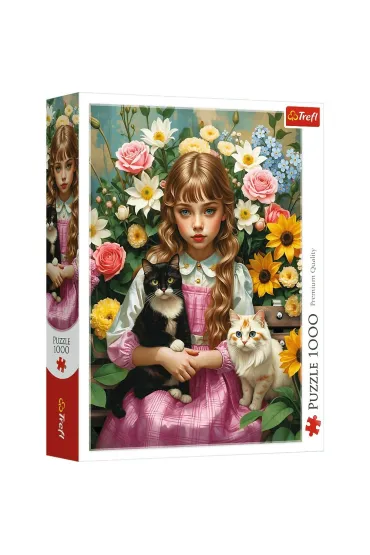 Puzzle 1000 Dziewczynka z kotami TREFL