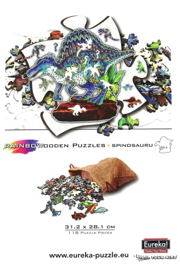 Puzzle drewniane kolorowe - Spinozaur Eureka 3D