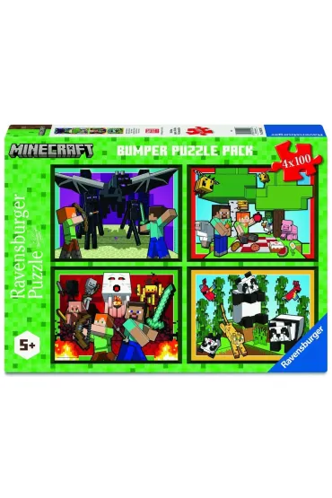 Puzzle 4x100 Minecraft Adventures Ravensburger