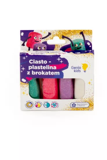 Zestaw dzieci�cy masa plastyczna Ciasto-Plastelina 4 kolory z brokatem Polesie