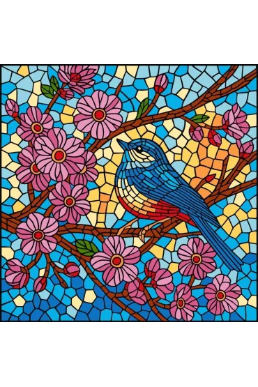 Ideyka Malowanie po numerach - Witra�. Sikorka 30x30cm