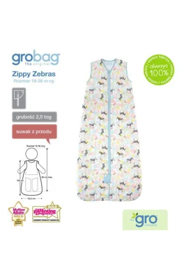 Gro Company �piworek Grobag Zippy Zebras - Travel - grubo�� 2,5 tog 18-36 m-cy