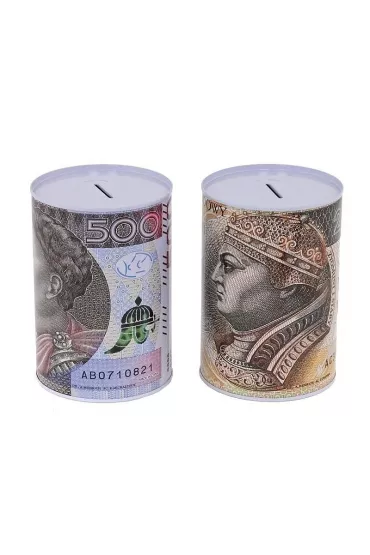 Skarbonka metalowa banknoty z�oty polski MIX Adar