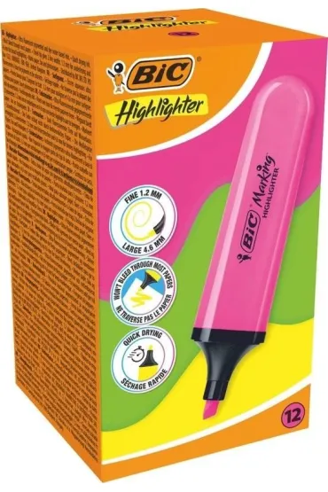 Bic Zakre�lacz Highlighter neon r�owy 12 szt.