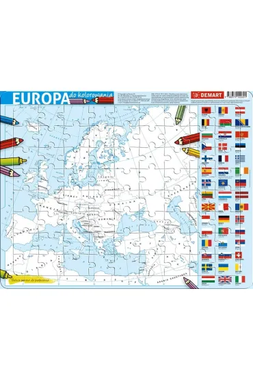 Puzzle ramkowe 72 el. Europa kolorowanka Demart
