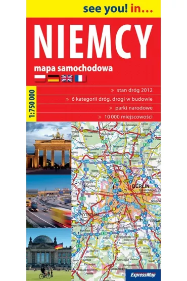 Niemcy mapa samochodowa 1:750 000