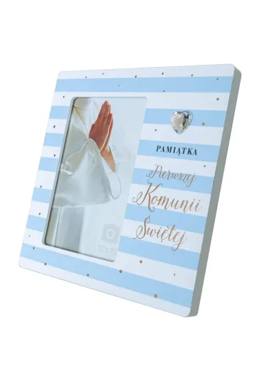 Ramka Moments Komunia - niebieskie paski RM-026