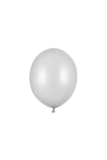 PartyDeco Balony Strong Metallic Silver Snow 30cm 50 szt