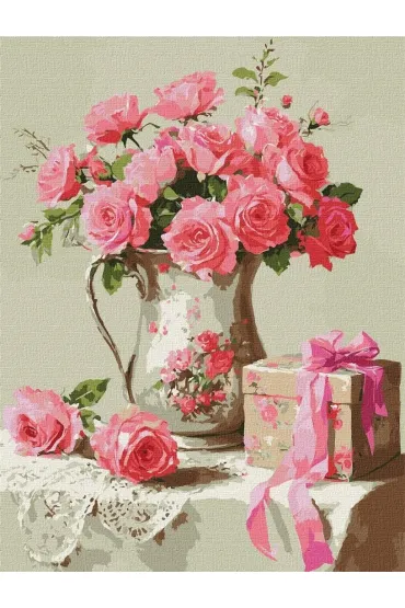 Ideyka Malowanie po numerach - R�owy prezent 30x40cm