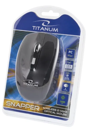 Esperanza Mysz Titanum SNAPPER TM105K, Bezprzewodowa 2.4GHz, DPI 1000/1600, 6 przycisk�w, NANO odbiornik