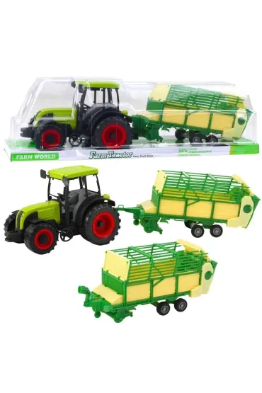 Traktor rolniczy przyczep� zielono-��t� LeanToys