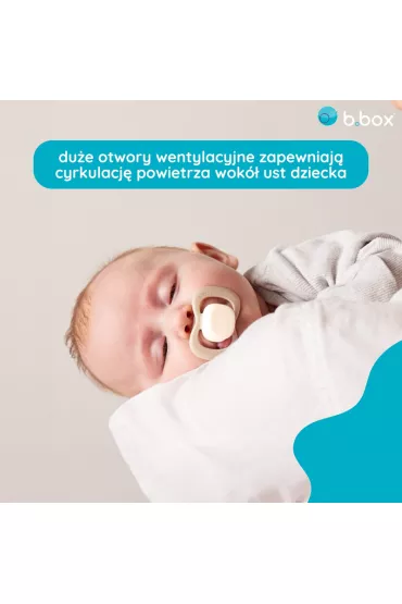 b.box Smoczek silikonowy symetryczny 0-6 mies. glow in the dark r/latte 2 szt.