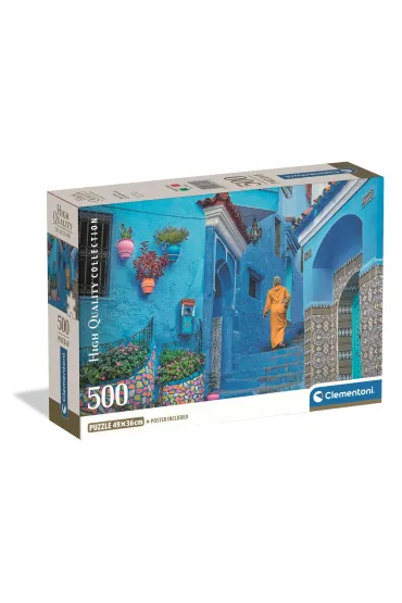 Puzzle 500 Compact Blue Street of Chefchaouen 35621 Clementoni