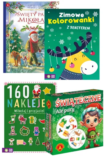 Pakiet: �wi�ty pan Miko�aj, Zimowe kolorowanki z reniferem, Ale Pary �wi�teczne, 160 naklejek. Miko�aj i przyjaciele