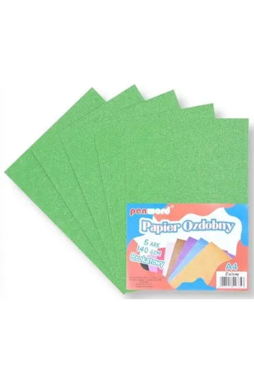 Polsirhurt Papier ozdobny A4 brokatowy zielony 140g 5 szt.