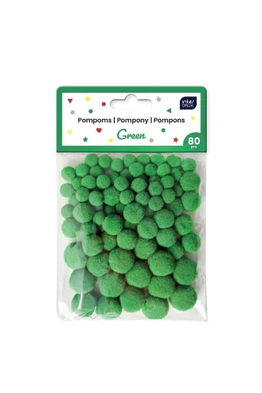Interdruk Pompony do dekoracji Green 80 szt.